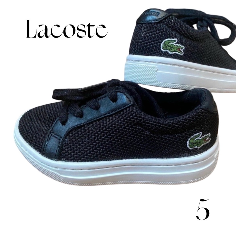 Lacoste Toddler Sneakers Size 5 Black Canvas Casual Shoes like new - Picture 3 of 12